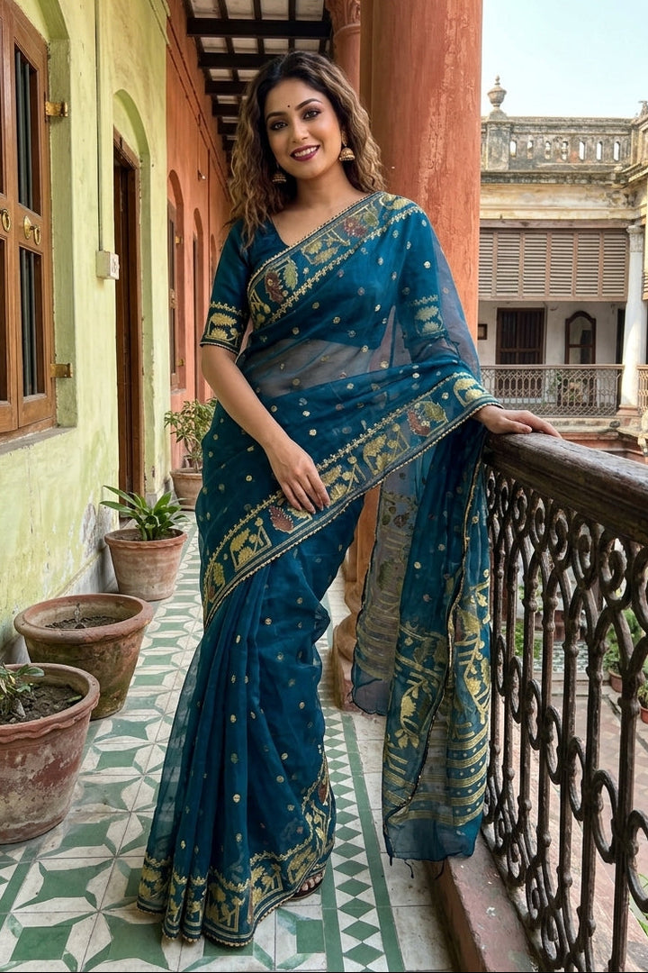 Swarnalekha Dhakai Jamdani Saree