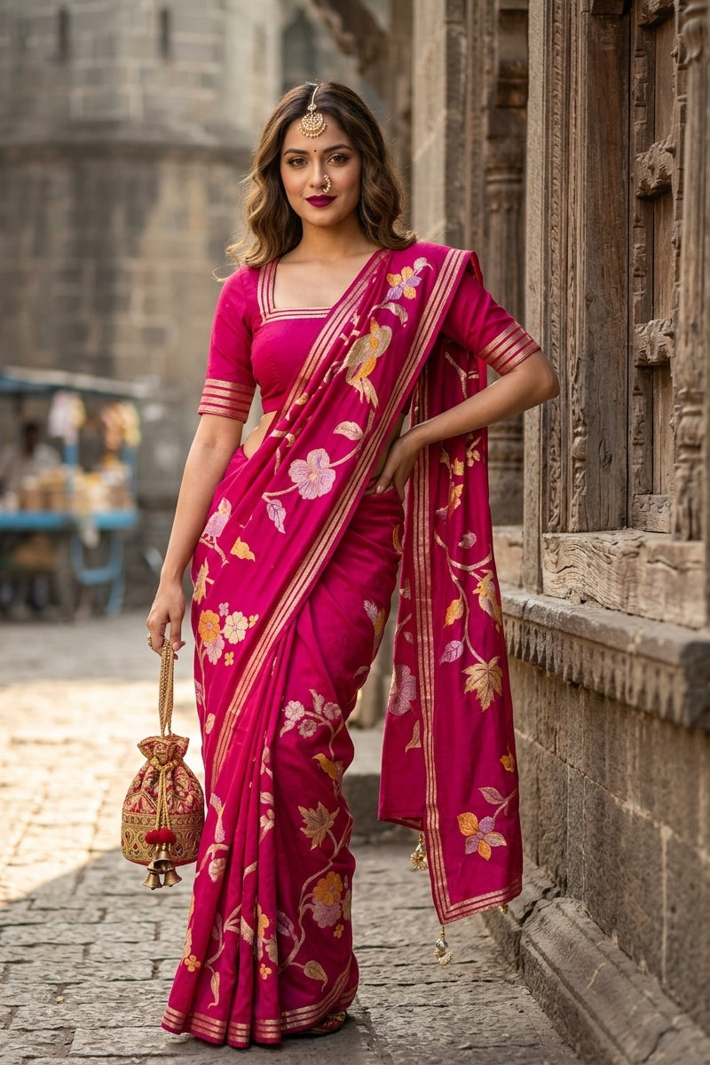 Rhythm of Drapes Crepe Khaddi Silk Saree