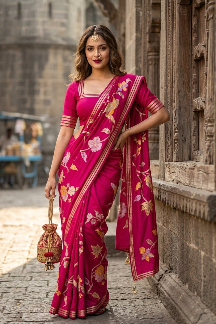 Rhythm of Drapes Crepe Khaddi Silk Saree