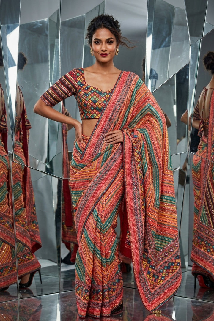 Moonlight Cascade Chinnon Silk Saree