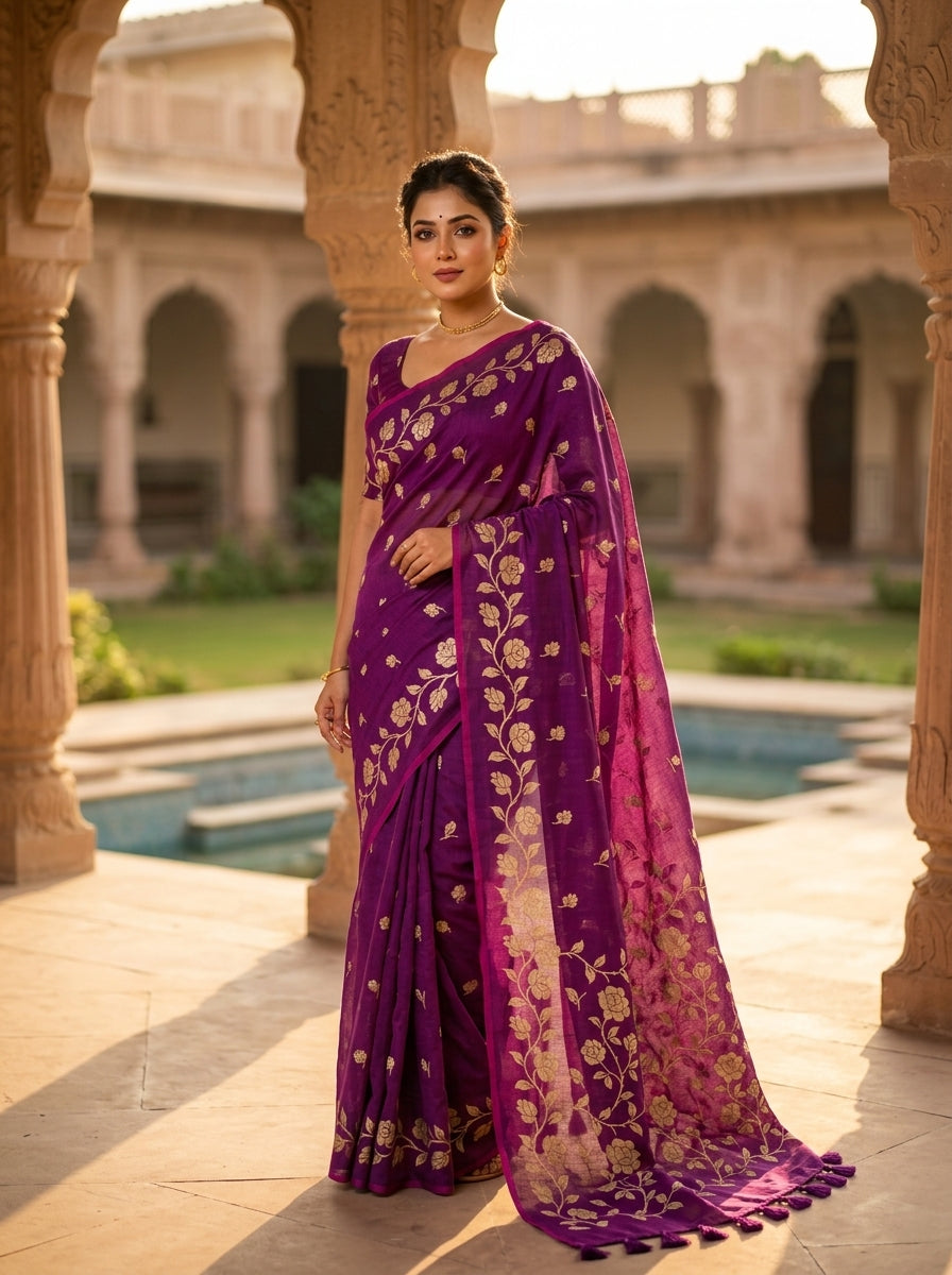 Pushpakunj Pure Mul Cotton Saree