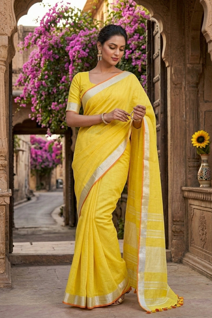 Famous Cotton Linen Saree