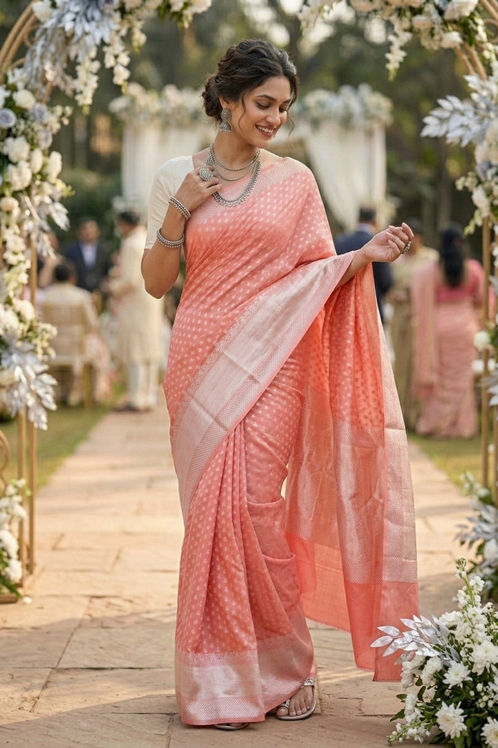 The Silver Buti Banarasi Cotton Silk Saree