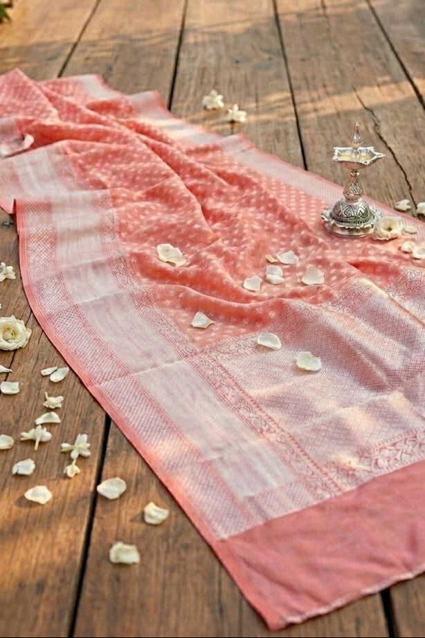 The Silver Buti Banarasi Cotton Silk Saree