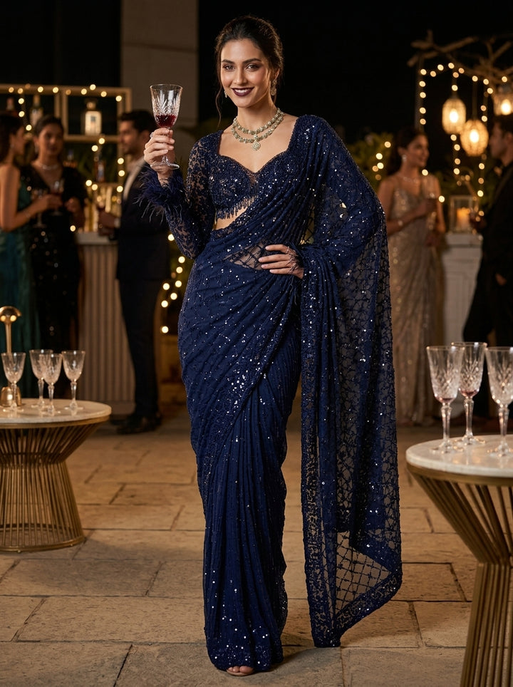 Star Night Story Georgette Saree