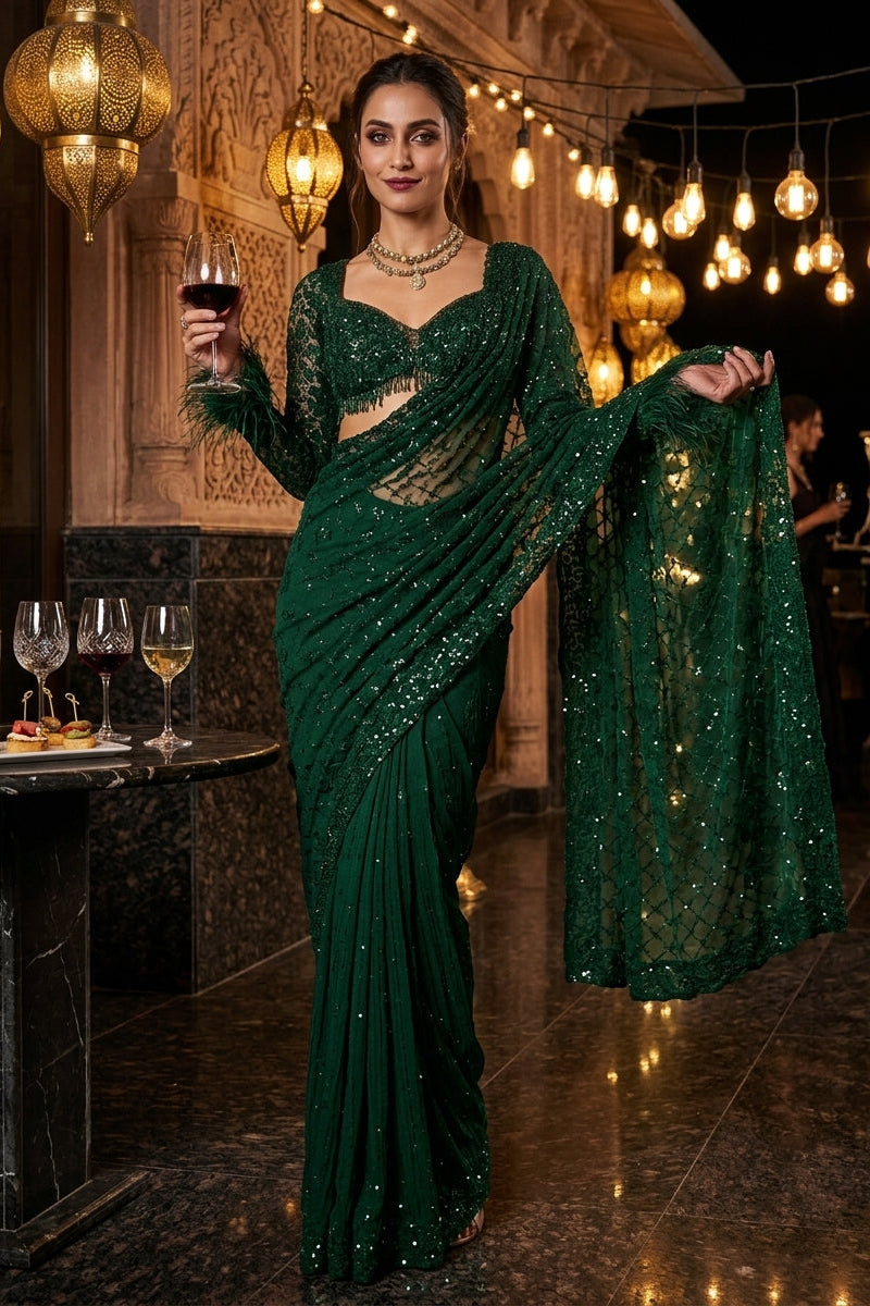 Star Night Story Georgette Saree