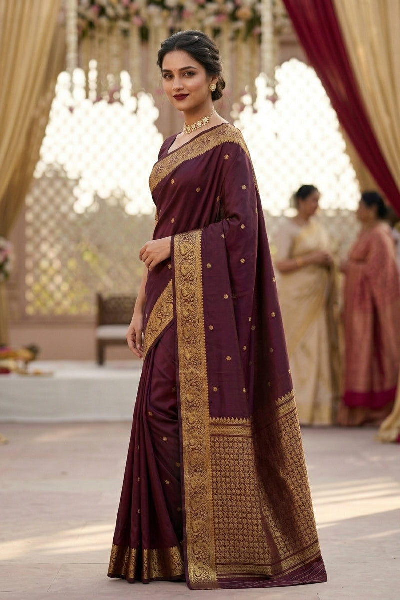 Aged Like Wine Designer Katan Silk Saree