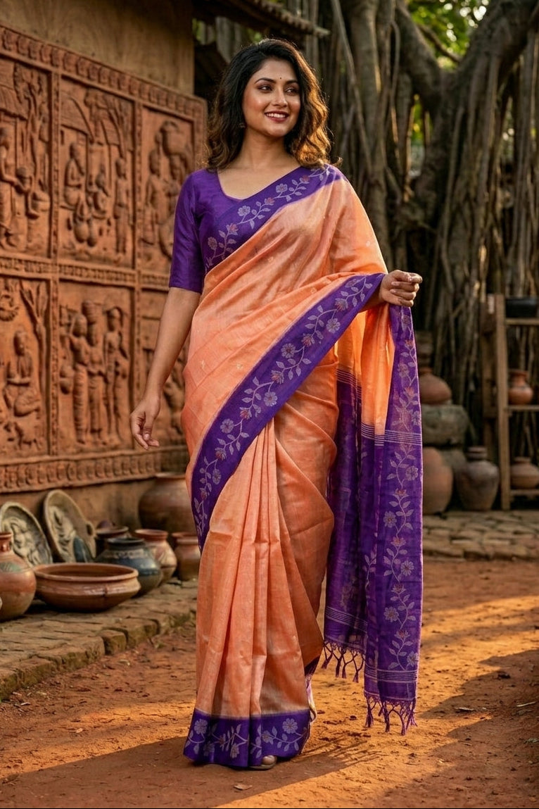 Purabi Prabha Gachi Tussar Banarashi  Saree
