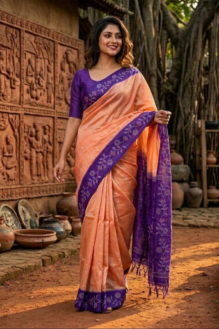 Purabi Prabha Gachi Tussar Banarashi  Saree