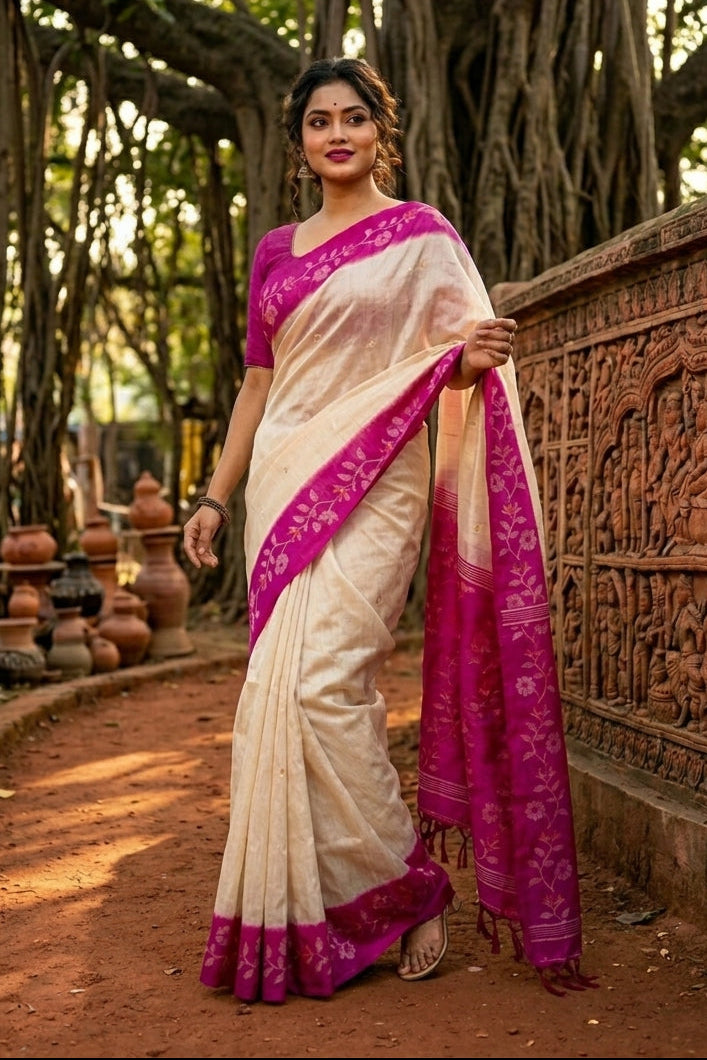 Purabi Prabha Gachi Tussar Banarashi  Saree