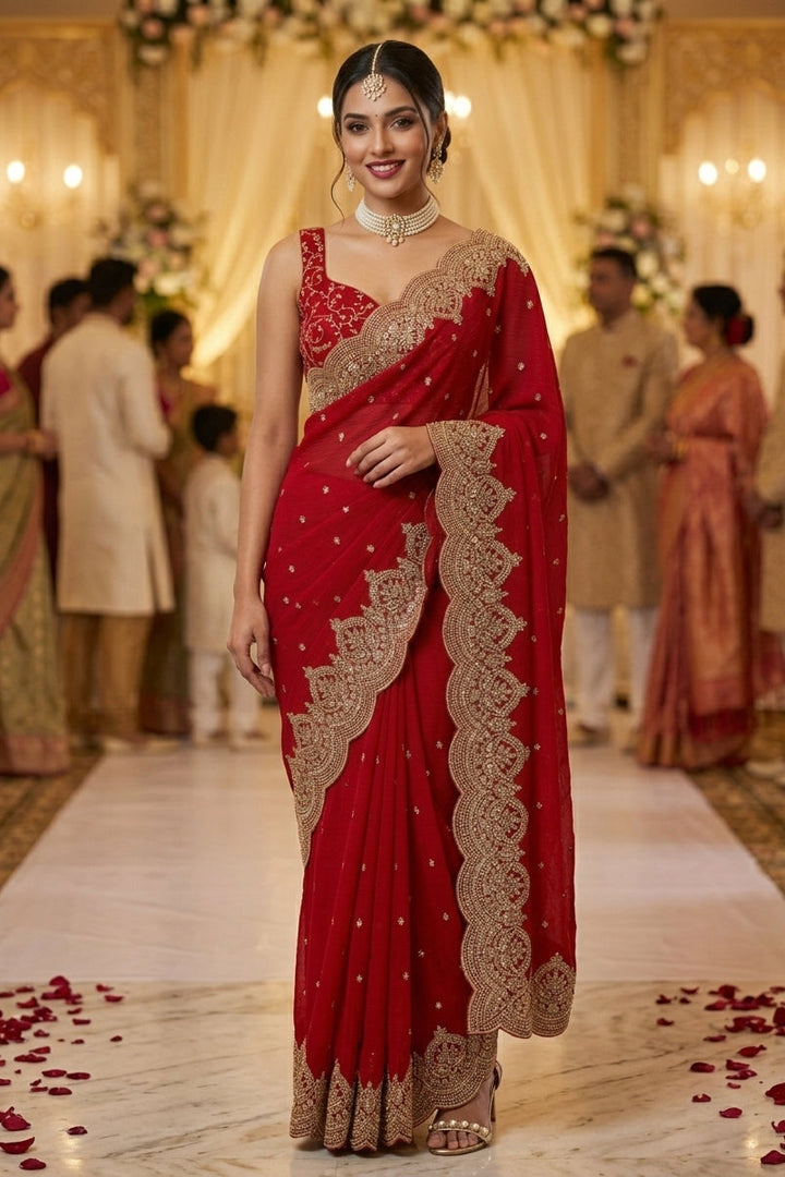 Melodic Toffee Fancy Chiffon Saree