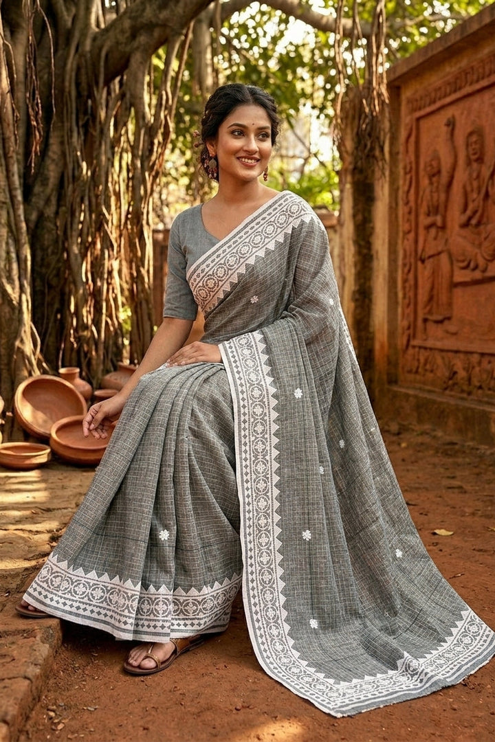 Saptaparni Cotton Kota Applique Saree