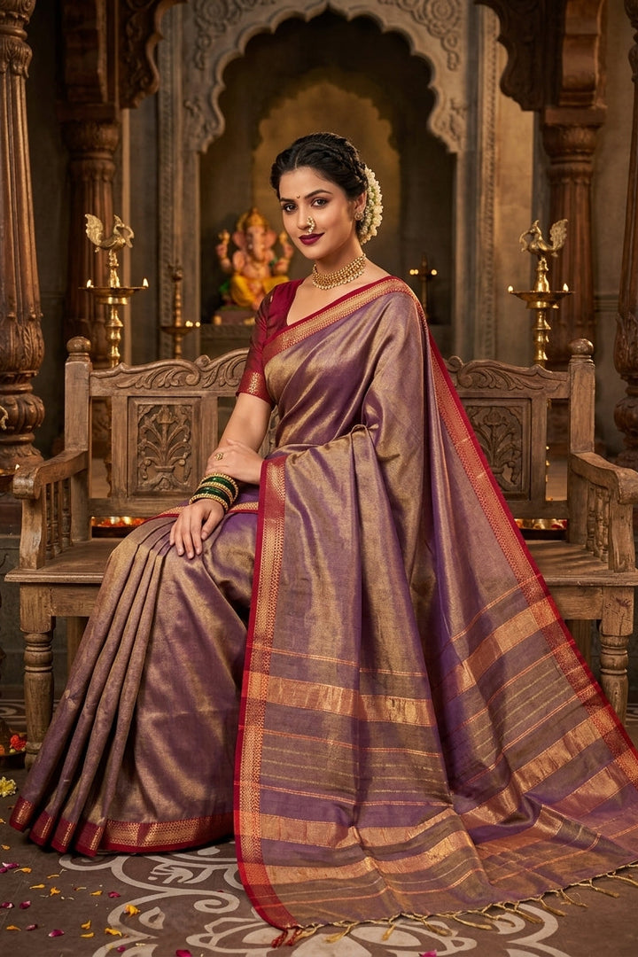 Roudro Chhowa Maheshwari Tissue silk saree