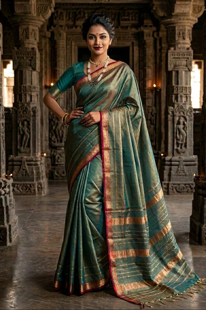 Roudro Chhowa Maheshwari Tissue silk saree