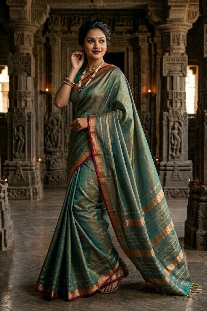 Roudro Chhowa Maheshwari Tissue silk saree