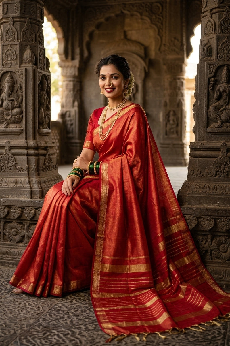 Roudro Chhowa Maheshwari Tissue silk saree