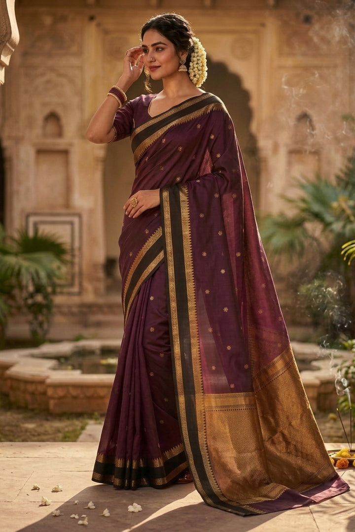 Starlit Romance Designer Katan Silk Saree