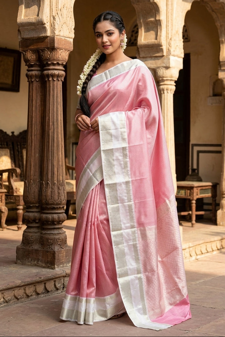 Pink Opulence  Semi SemiKatan Silk Saree