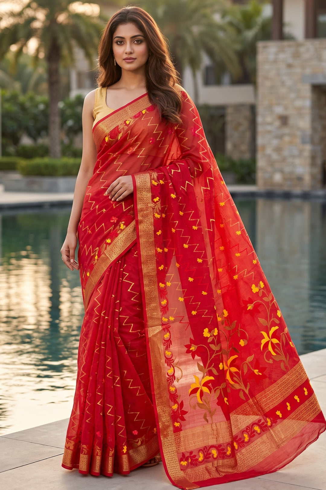 Paarijaat Dhakai Jamdani Saree