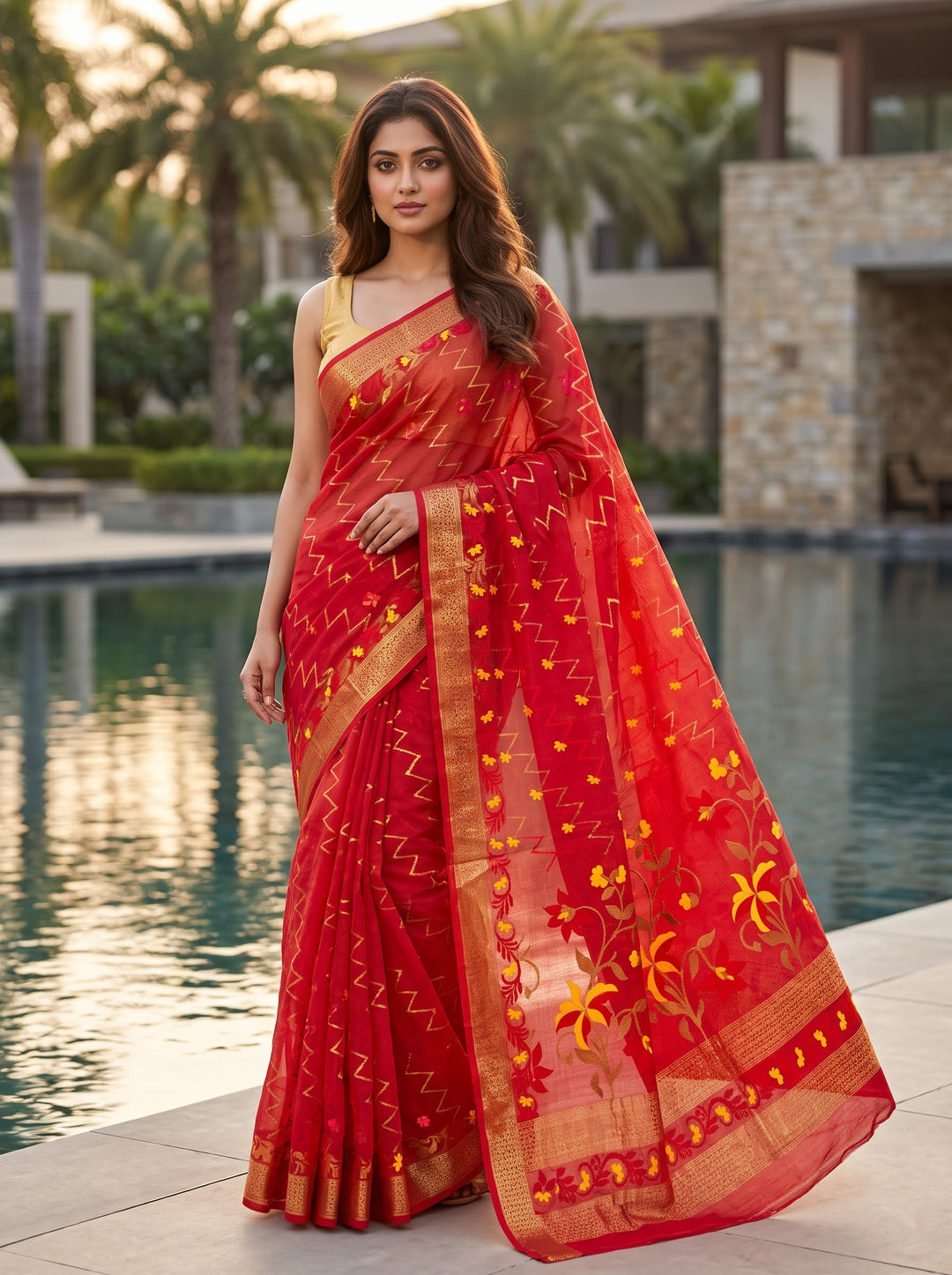 Paarijaat Dhakai Jamdani Saree