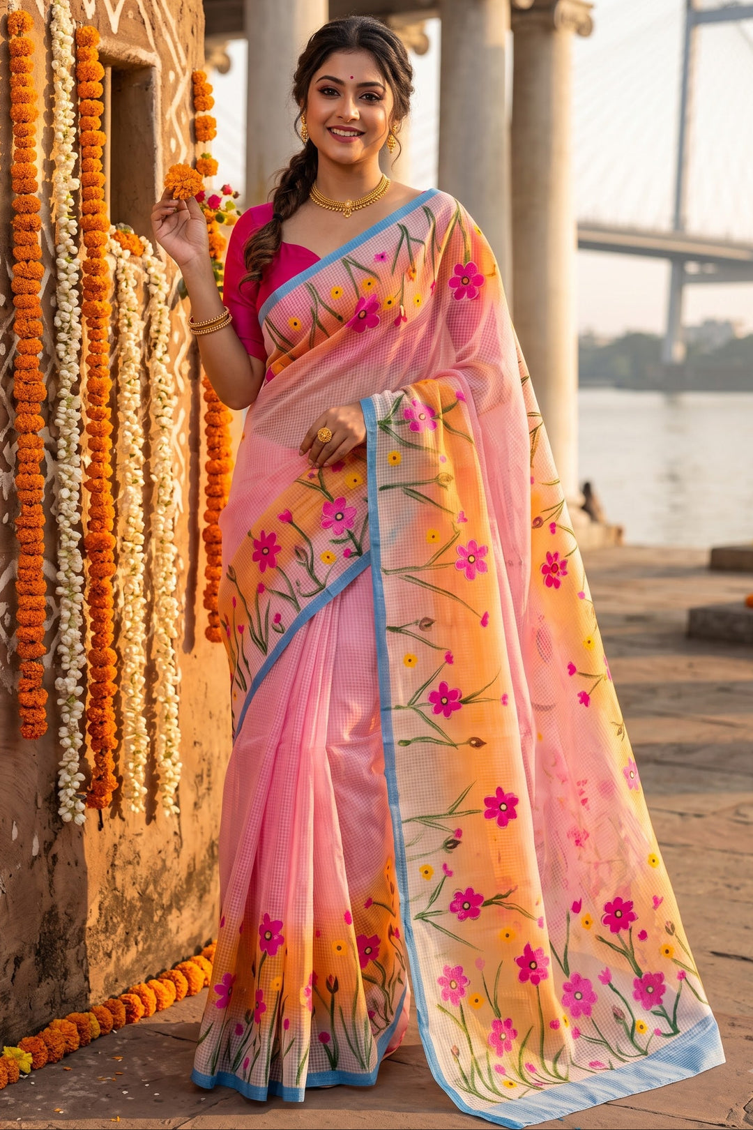 Gulabika Hand Painted Resham Kota Saree