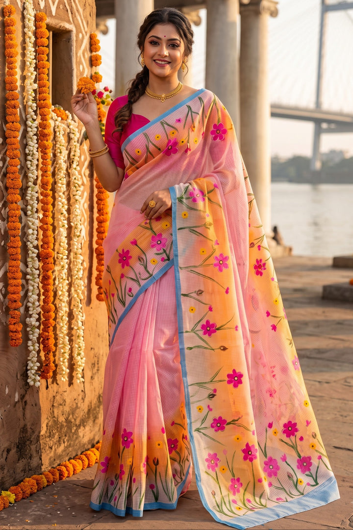 Gulabika Hand Painted Resham Kota Saree