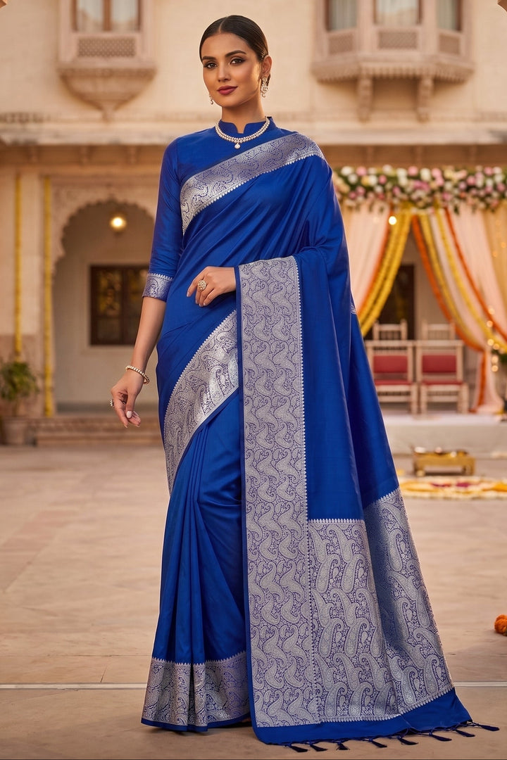 The Sovereign Scarlet Banarasi Semi Katan Silk Saree