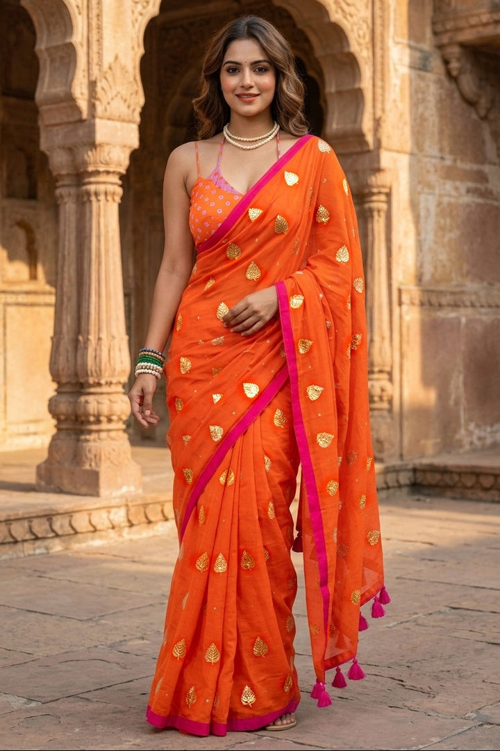 Mandarin Muse Mul Cotton Saree