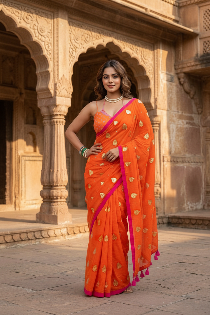 Mandarin Muse Mul Cotton Saree
