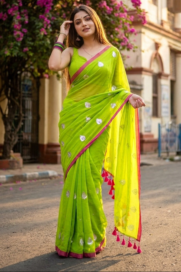 Mandarin Muse Mul Cotton Saree