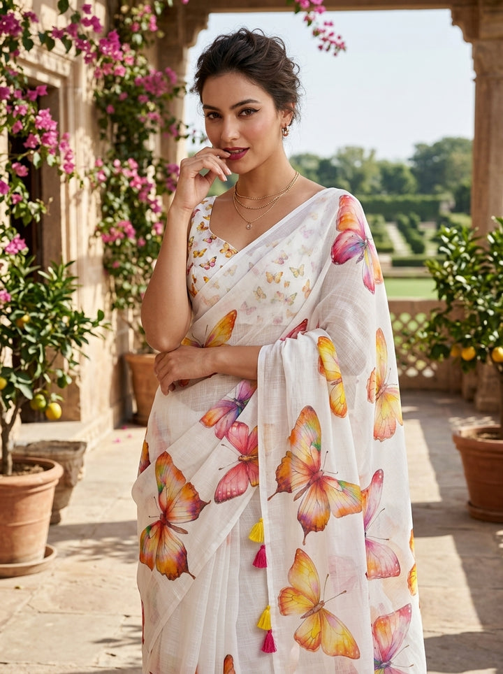 Color Wings Linen Saree
