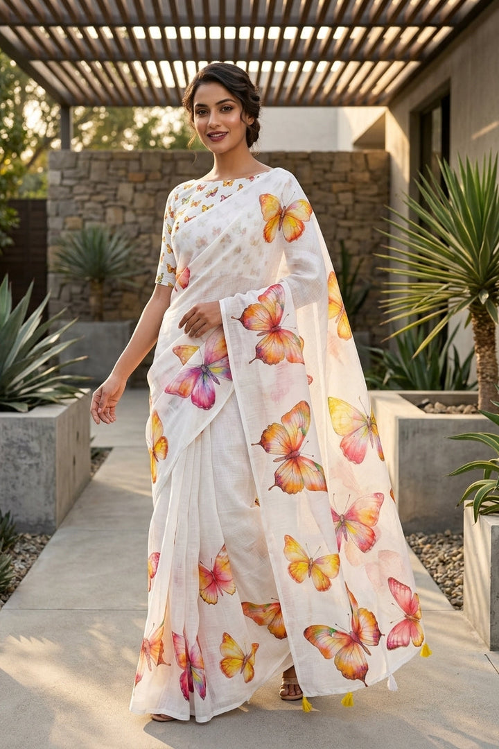 Color Wings Linen Saree