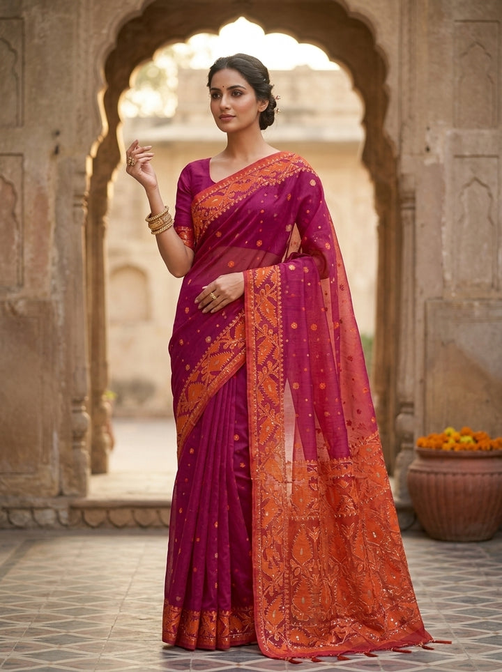 Swarnalekha Dhakai Jamdani Saree