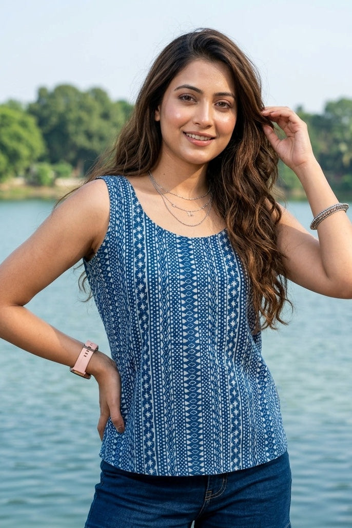 Trend Sync -Sustainable Block Print Ethnic Top