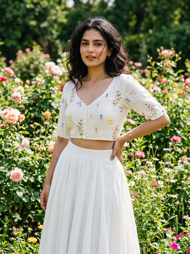Eden Blossom Chanderi Silk Embroidered Blouse