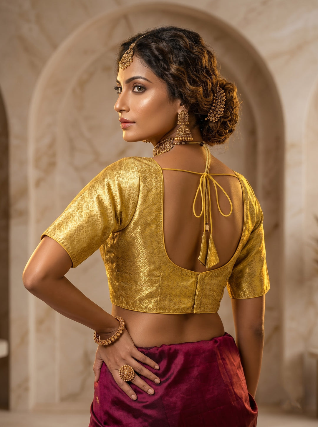 Golden Shine Brocade Blouse