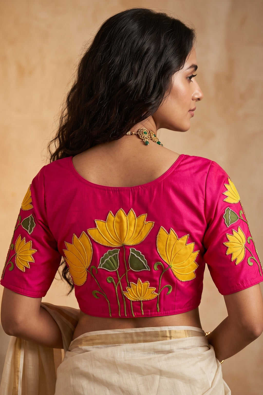 Shantimaya - Lotus Appliqué Katdana Designer Blouse