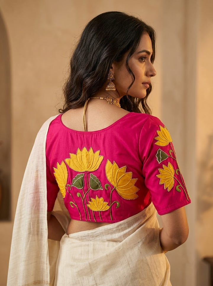 Shantimaya - Lotus Appliqué Katdana Designer Blouse