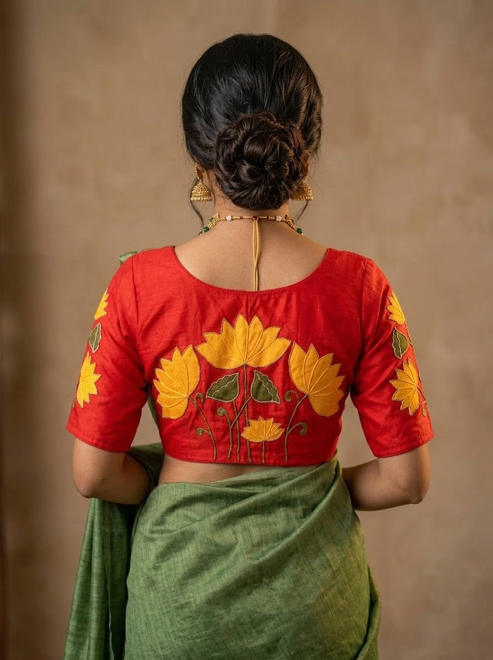 Shantimaya - Lotus Appliqué Katdana Designer Blouse