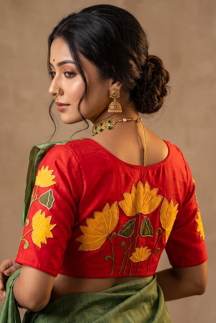 Shantimaya - Lotus Appliqué Katdana Designer Blouse