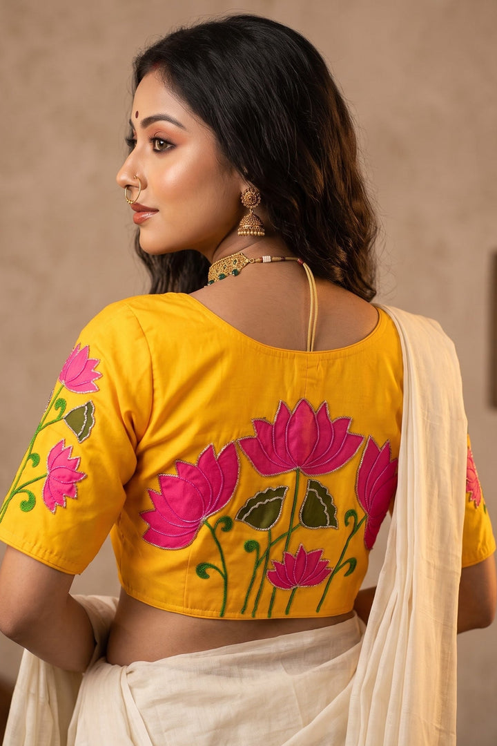 Shantimaya - Lotus Appliqué Katdana Designer Blouse