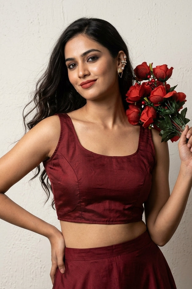 Monarch Maroon Solid Colour Blouse