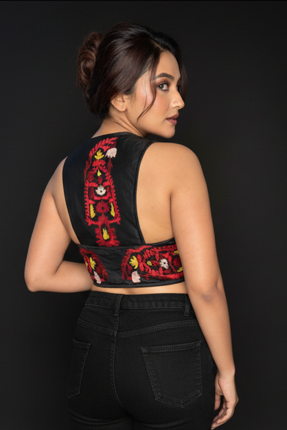 Ethereal Black Beauty Designer Cotton Blouse