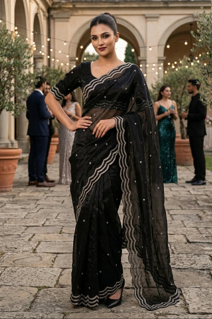 Ethnic Spiral Fancy Silk Saree