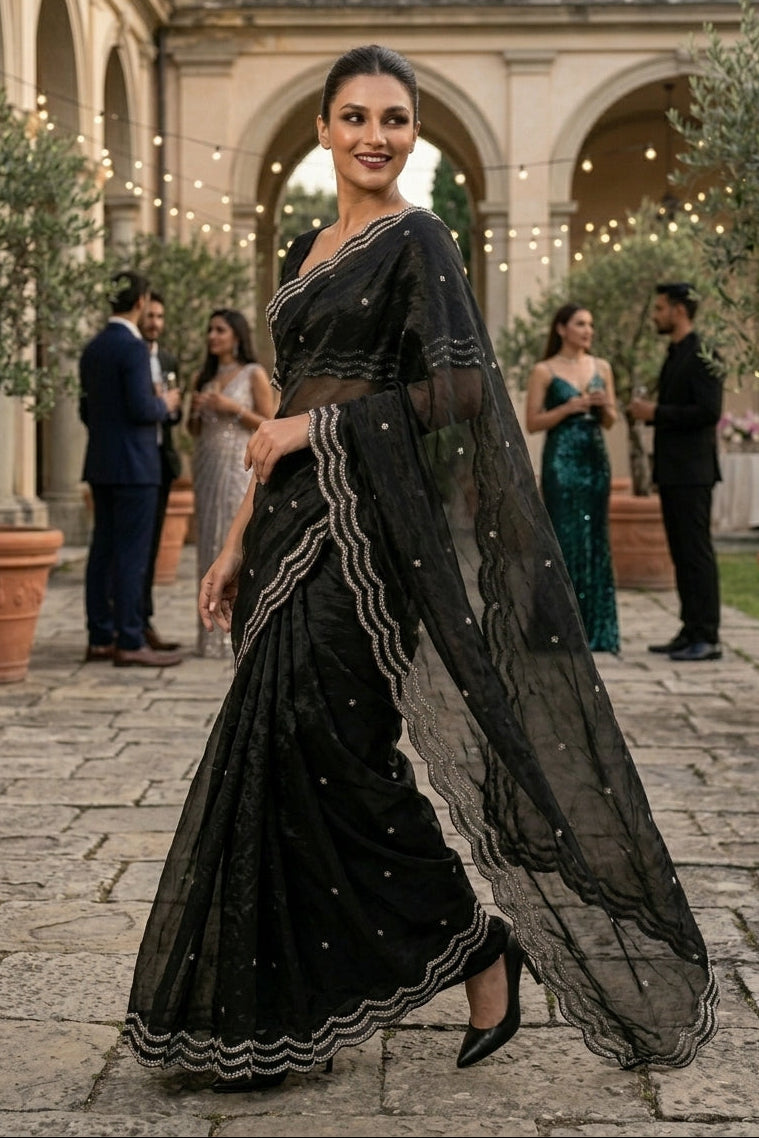 Ethnic Spiral Fancy Silk Saree