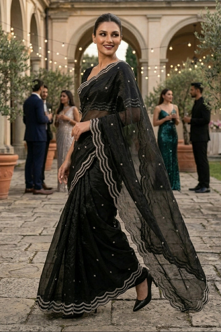 Ethnic Spiral Fancy Silk Saree