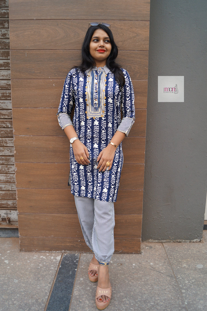 Indigo Gini Kurti Set