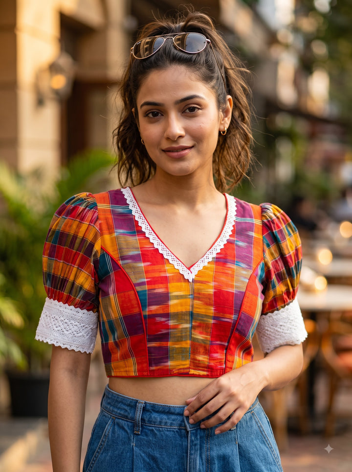 Satrangi Aabha Puff Sleeve Blouse