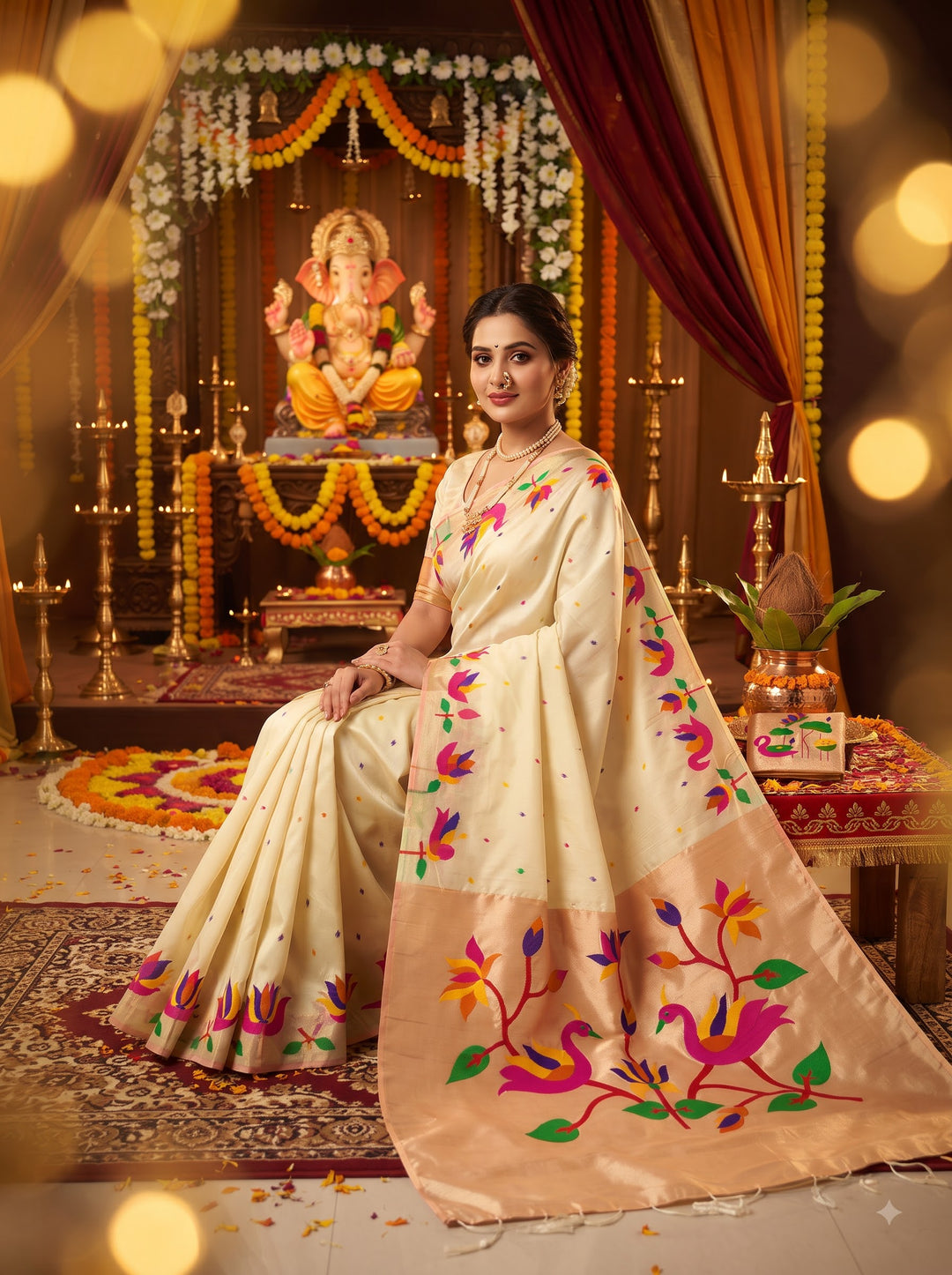 Meherika Khadi Silk (Semi ) Saree With Minakari Zari Border & Designer Zari Pallu
