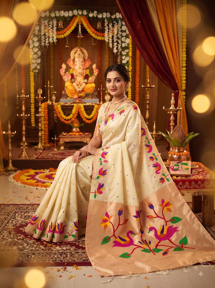 Meherika Khadi Silk (Semi ) Saree With Minakari Zari Border & Designer Zari Pallu